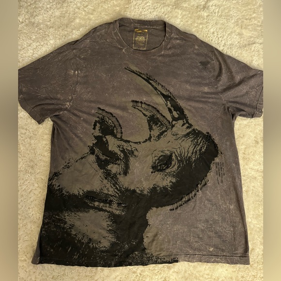 Sean John Men's Safety-Pinned Black Rhinoceros T-Shirt Marbled Grey 3XL P Diddy - Picture 1 of 6